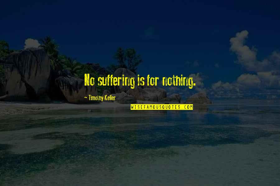Funny Aim Status Quotes By Timothy Keller: No suffering is for nothing.