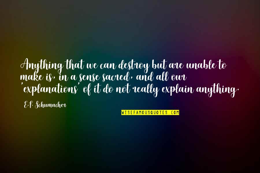 Funny Alex Gaskarth Quotes By E.F. Schumacher: Anything that we can destroy but are unable