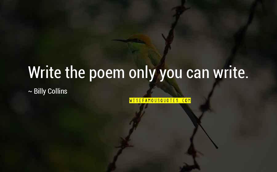 Funny America Movie Quotes By Billy Collins: Write the poem only you can write.