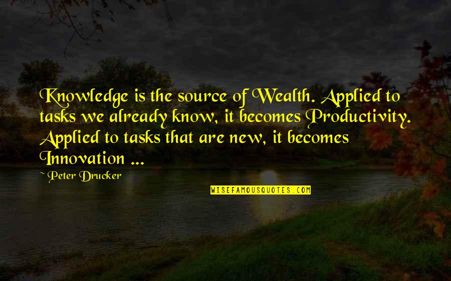 Funny Ammo Quotes By Peter Drucker: Knowledge is the source of Wealth. Applied to