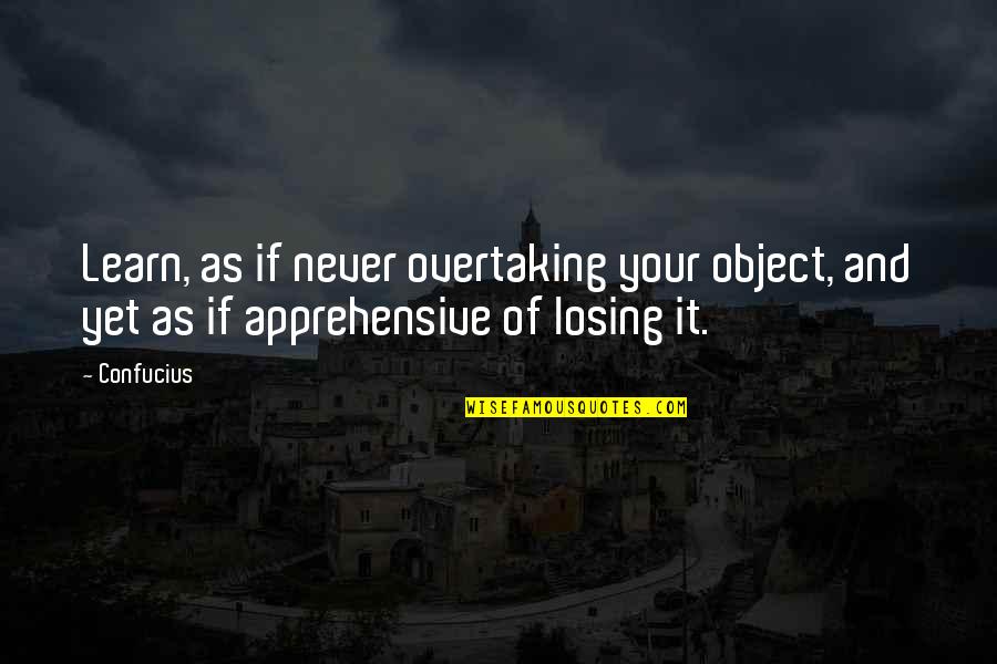 Funny And Inspirational Quotes By Confucius: Learn, as if never overtaking your object, and