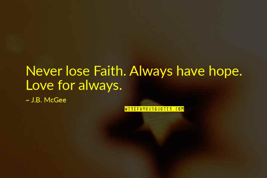 Funny Annoying Brother Quotes By J.B. McGee: Never lose Faith. Always have hope. Love for Funny Annoying Brother Quotes By J.B. McGee: Never lose Faith. Always have hope. Love for