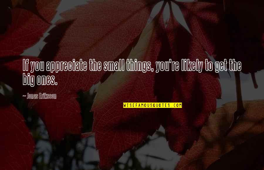 Funny Antisocial Quotes By Jonas Eriksson: If you appreciate the small things, you're likely