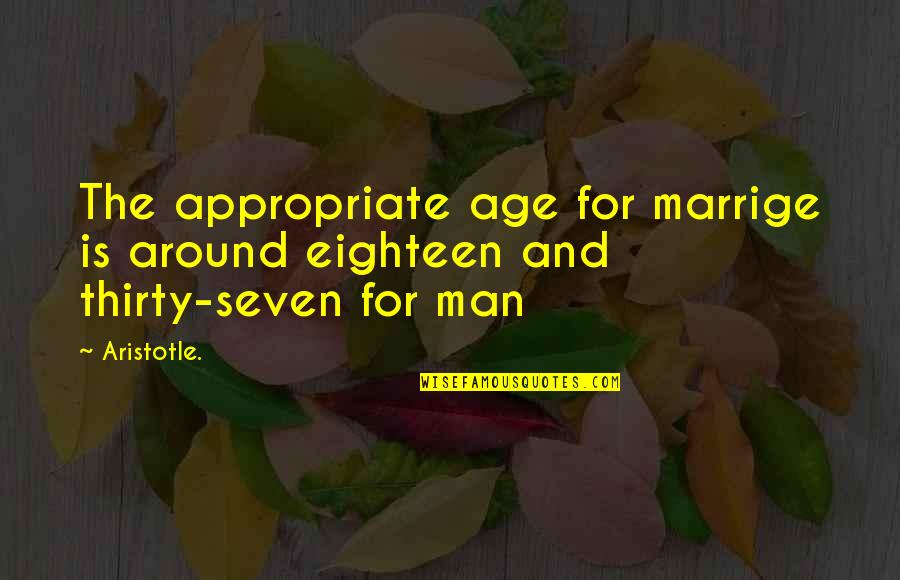 Funny Appropriate Quotes By Aristotle.: The appropriate age for marrige is around eighteen