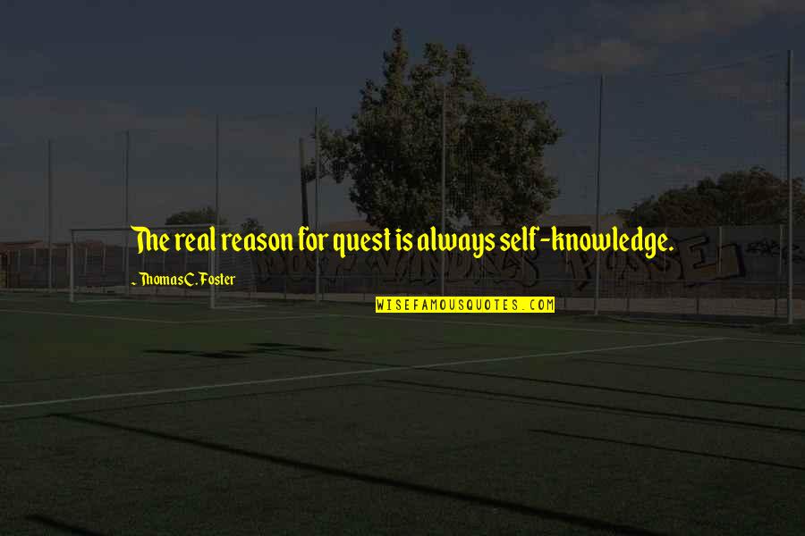 Funny Awkward Quotes By Thomas C. Foster: The real reason for quest is always self-knowledge.