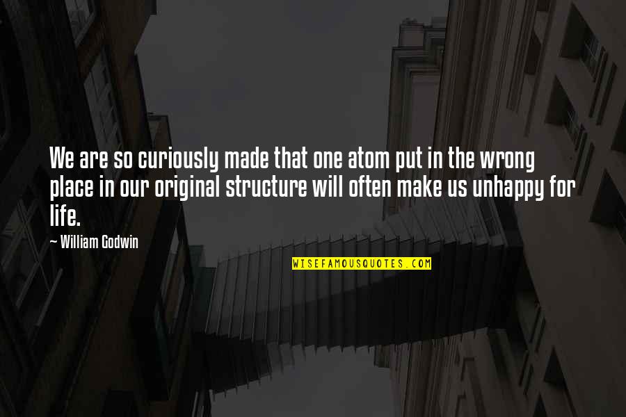 Funny Back Chat Quotes By William Godwin: We are so curiously made that one atom