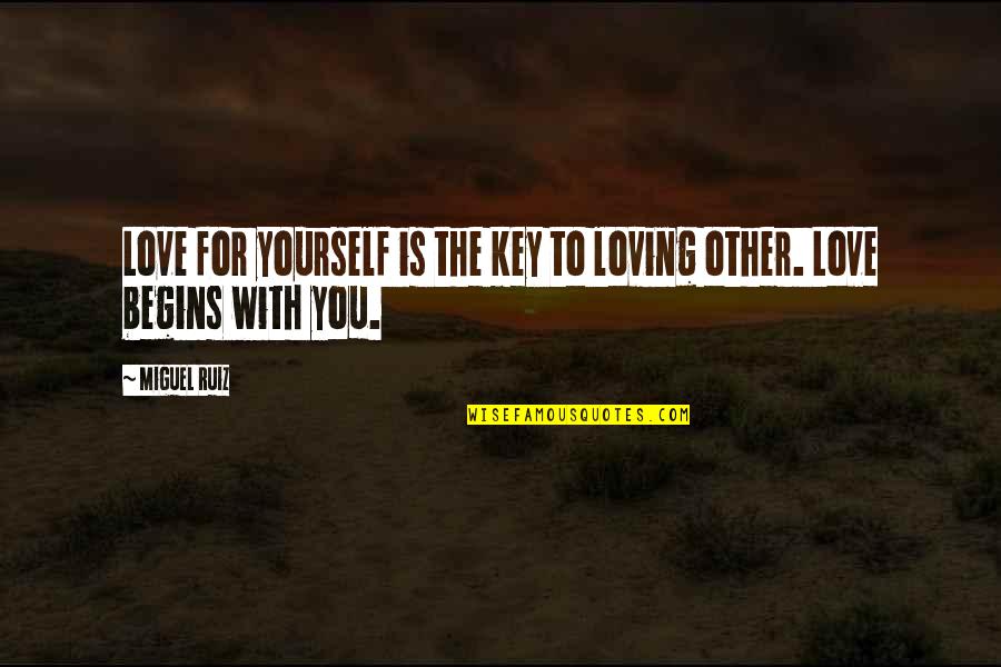 Funny Background Quotes By Miguel Ruiz: Love for yourself is the key to loving