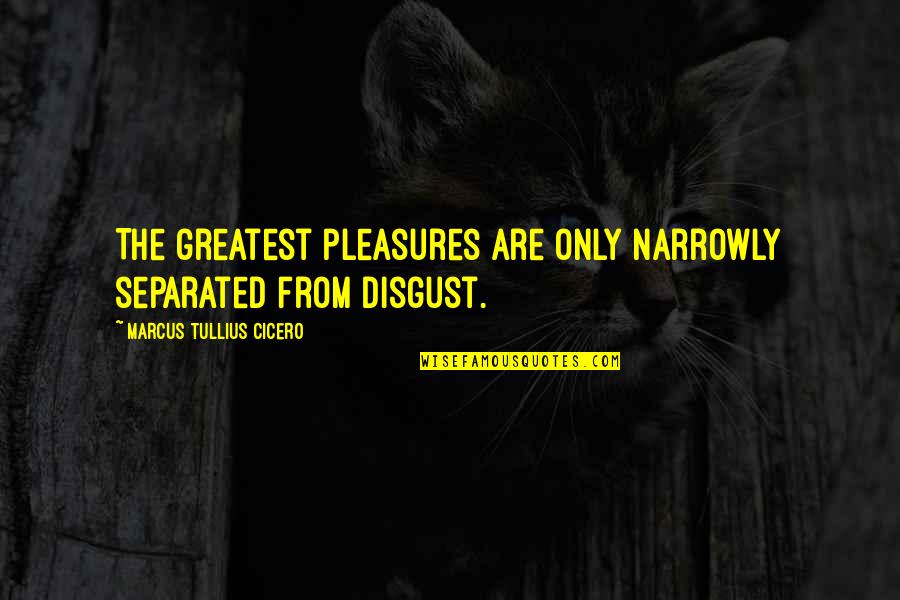 Funny Badge Quotes By Marcus Tullius Cicero: The greatest pleasures are only narrowly separated from