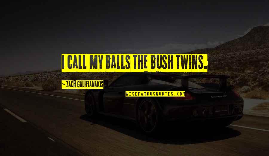 Funny Balls Quotes By Zach Galifianakis: I call my balls the bush twins.