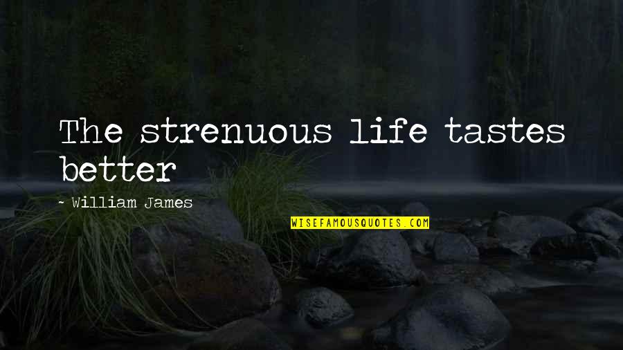 Funny Benches Quotes By William James: The strenuous life tastes better