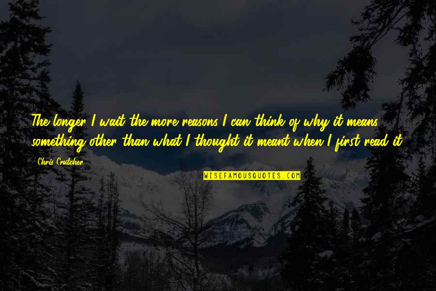 Funny Biaggio Quotes By Chris Crutcher: The longer I wait the more reasons I Funny Biaggio Quotes By Chris Crutcher: The longer I wait the more reasons I