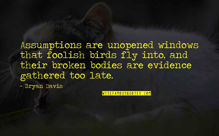 Funny Birds Quotes By Bryan Davis: Assumptions are unopened windows that foolish birds fly