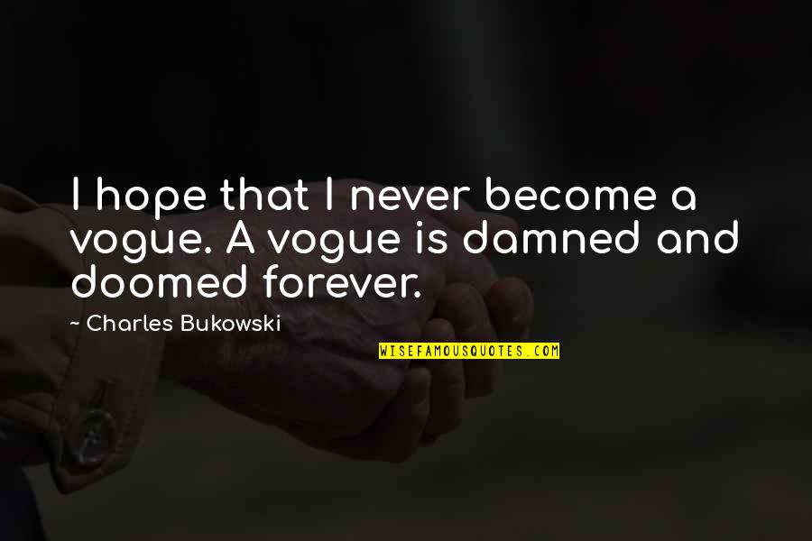 Funny Birthday Toast Quotes By Charles Bukowski: I hope that I never become a vogue.