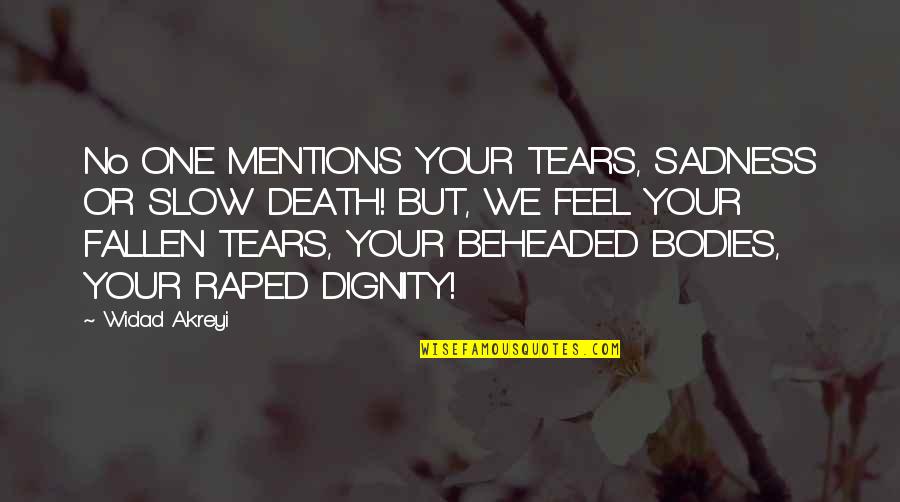 Funny Blackberry Quotes By Widad Akreyi: No ONE MENTIONS YOUR TEARS, SADNESS OR SLOW