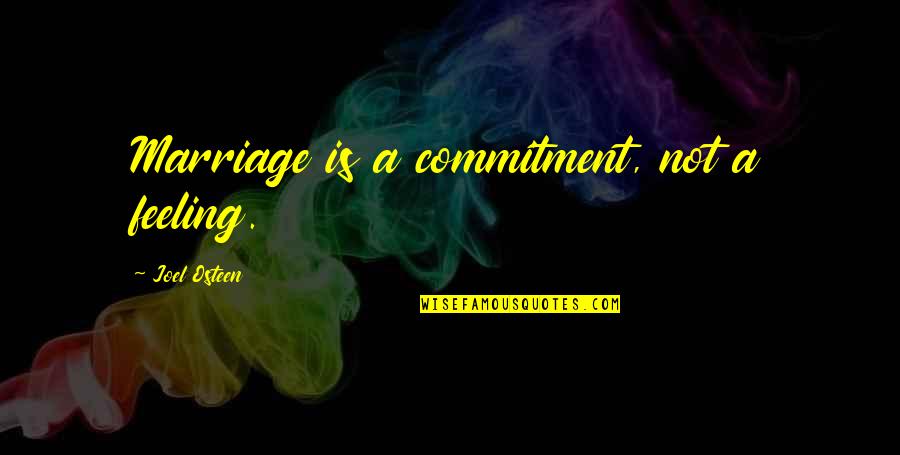 Funny Blood Donation Quotes By Joel Osteen: Marriage is a commitment, not a feeling.