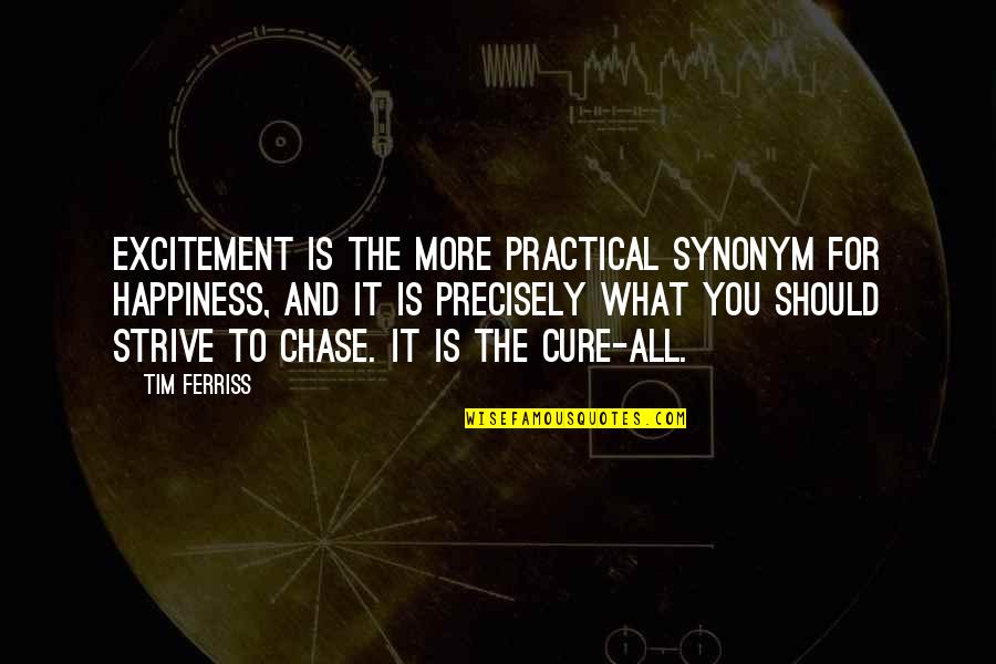 Funny Brainless Quotes By Tim Ferriss: Excitement is the more practical synonym for happiness,