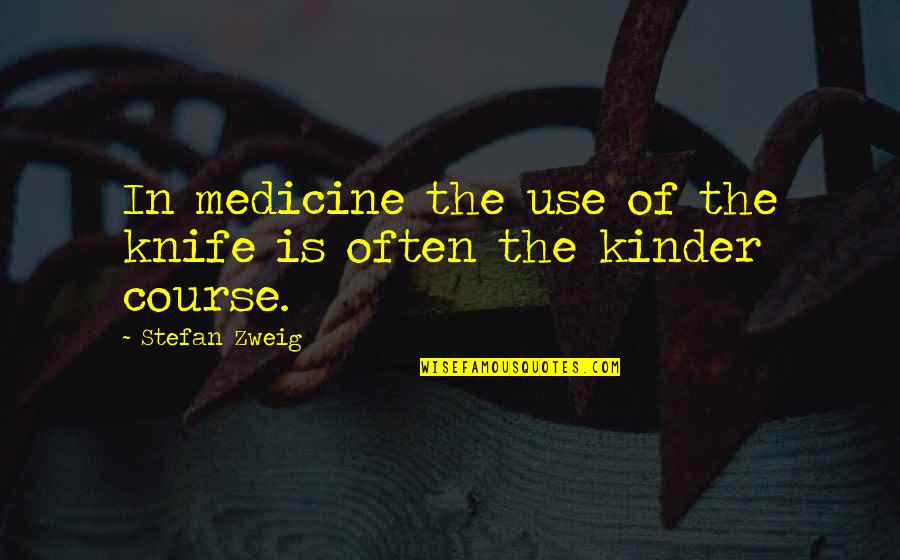 Funny Bribery Quotes By Stefan Zweig: In medicine the use of the knife is