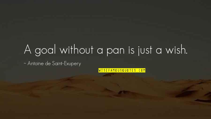 Funny Bruce Forsyth Quotes By Antoine De Saint-Exupery: A goal without a pan is just a