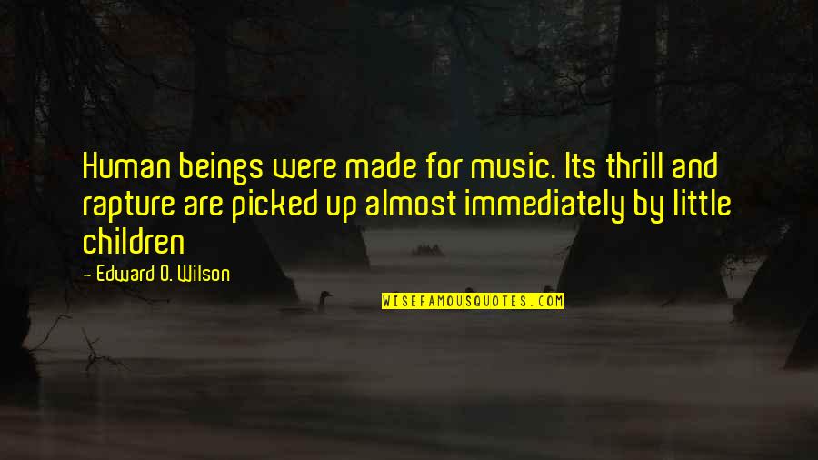 Funny Bunny Rabbits Quotes By Edward O. Wilson: Human beings were made for music. Its thrill Funny Bunny Rabbits Quotes By Edward O. Wilson: Human beings were made for music. Its thrill