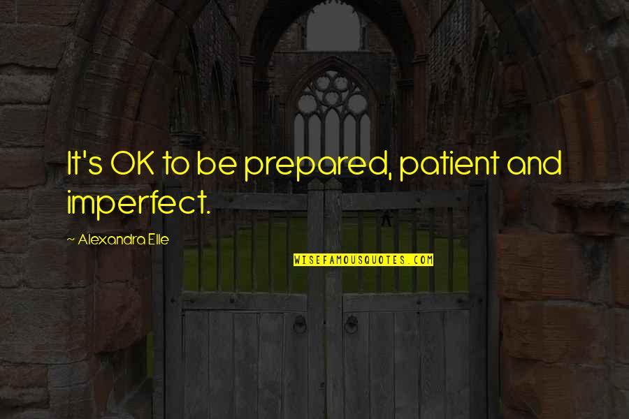 Funny Caution Quotes By Alexandra Elle: It's OK to be prepared, patient and imperfect.