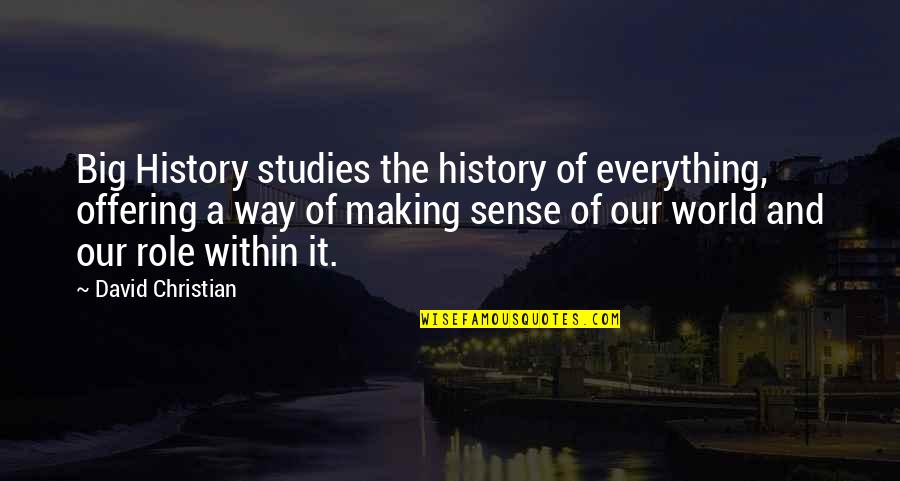 Funny Cavan Quotes By David Christian: Big History studies the history of everything, offering