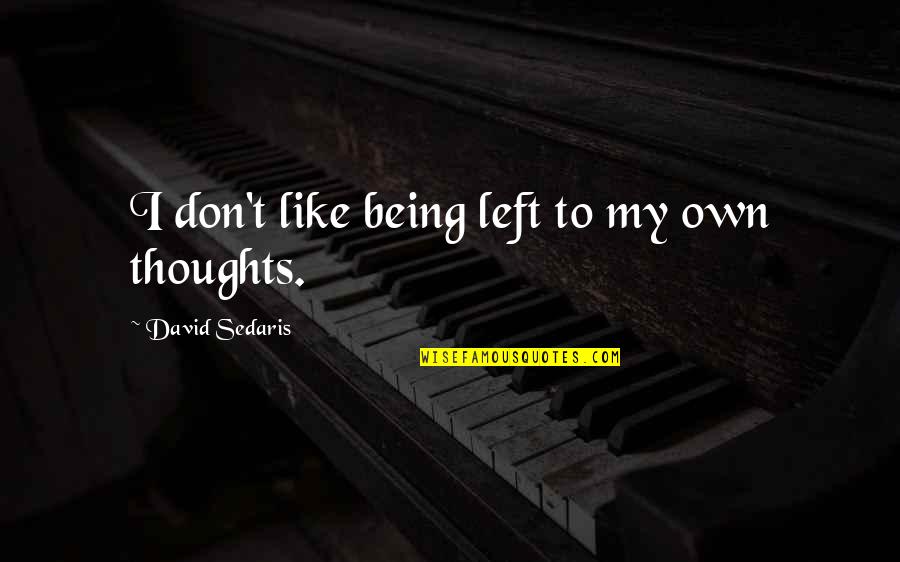 Funny Cheapness Quotes By David Sedaris: I don't like being left to my own Funny Cheapness Quotes By David Sedaris: I don't like being left to my own
