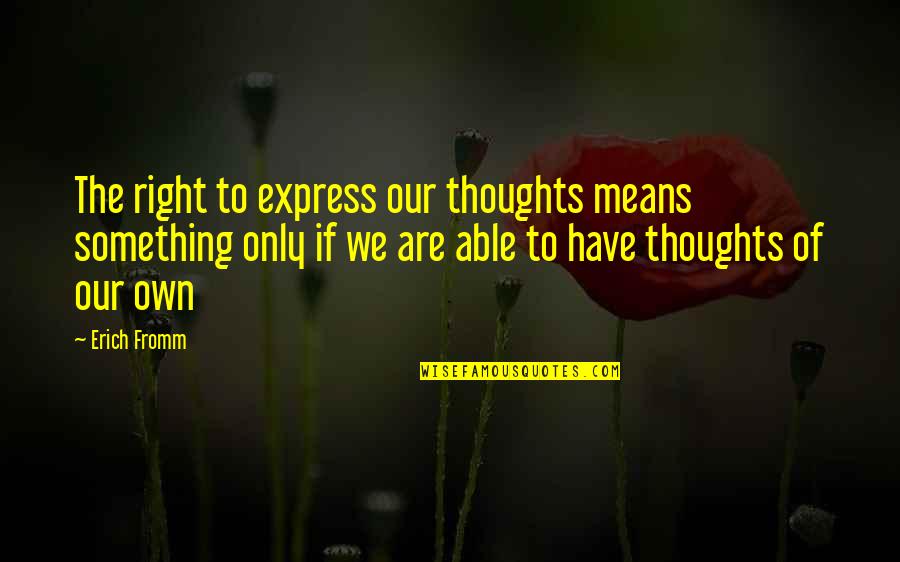 Funny Chemtrail Quotes By Erich Fromm: The right to express our thoughts means something