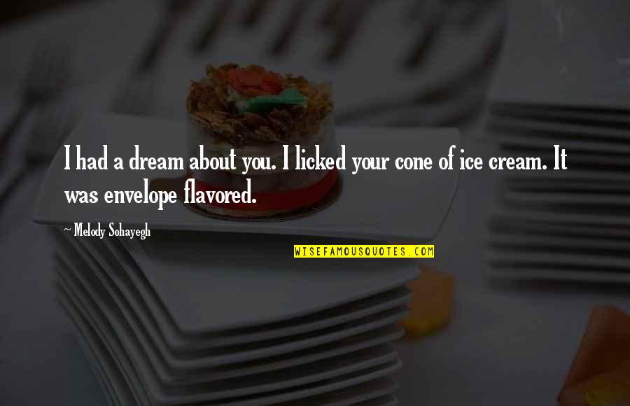 Funny Clever Quotes By Melody Sohayegh: I had a dream about you. I licked