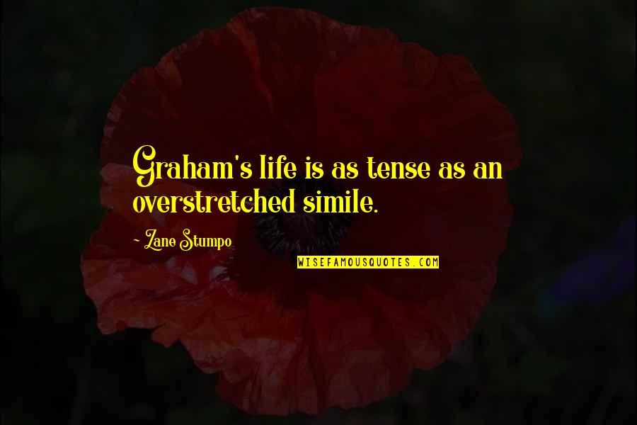 Funny Clever Quotes By Zane Stumpo: Graham's life is as tense as an overstretched