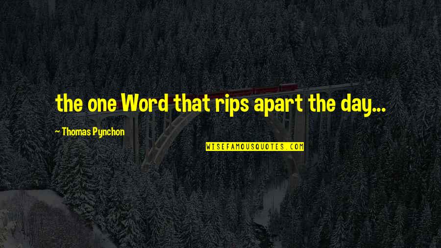 Funny Clinic Quotes By Thomas Pynchon: the one Word that rips apart the day...