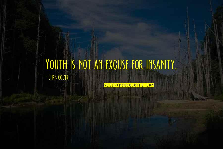Funny Clippy Quotes By Chris Colfer: Youth is not an excuse for insanity.