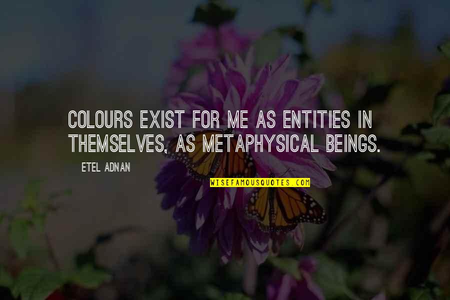 Funny Coaching Quotes By Etel Adnan: Colours exist for me as entities in themselves,