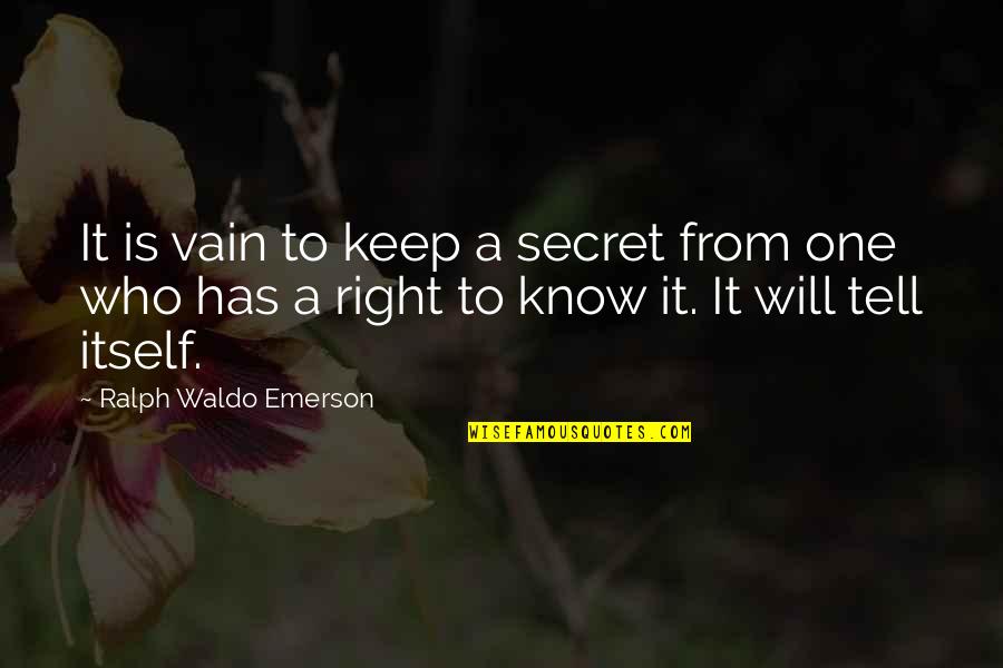 Funny Cocktail Quotes By Ralph Waldo Emerson: It is vain to keep a secret from