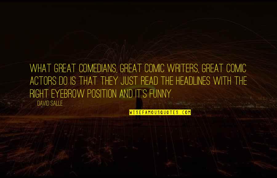Funny Comedians Quotes By David Salle: What great comedians, great comic writers, great comic