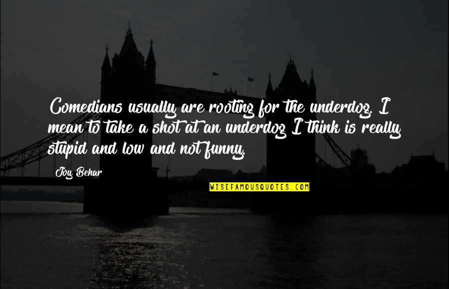 Funny Comedians Quotes By Joy Behar: Comedians usually are rooting for the underdog. I