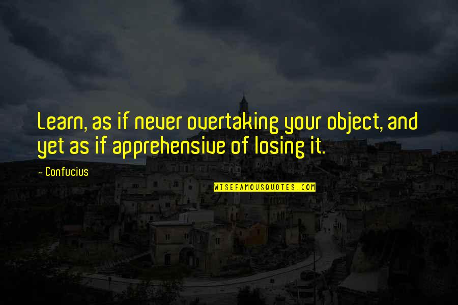 Funny Confucius Quotes By Confucius: Learn, as if never overtaking your object, and