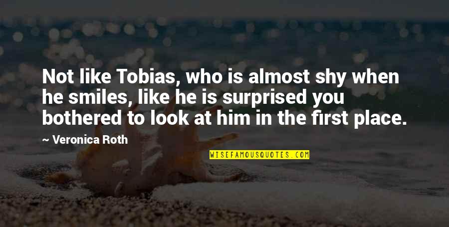 Funny Contemplating Quotes By Veronica Roth: Not like Tobias, who is almost shy when