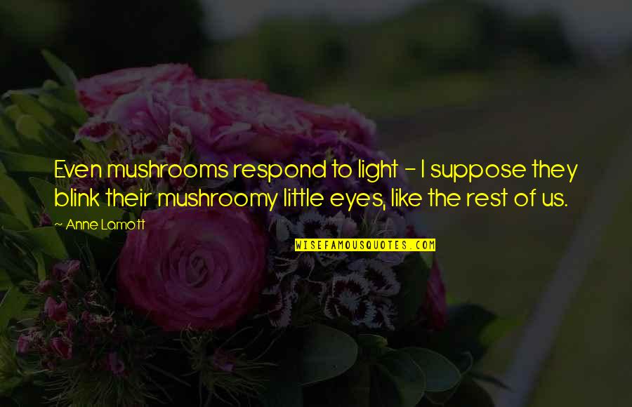 Funny Cooks Quotes By Anne Lamott: Even mushrooms respond to light - I suppose