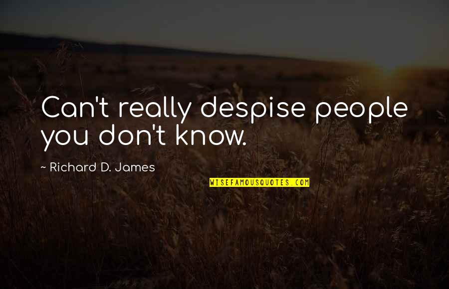 Funny Coolness Quotes By Richard D. James: Can't really despise people you don't know.
