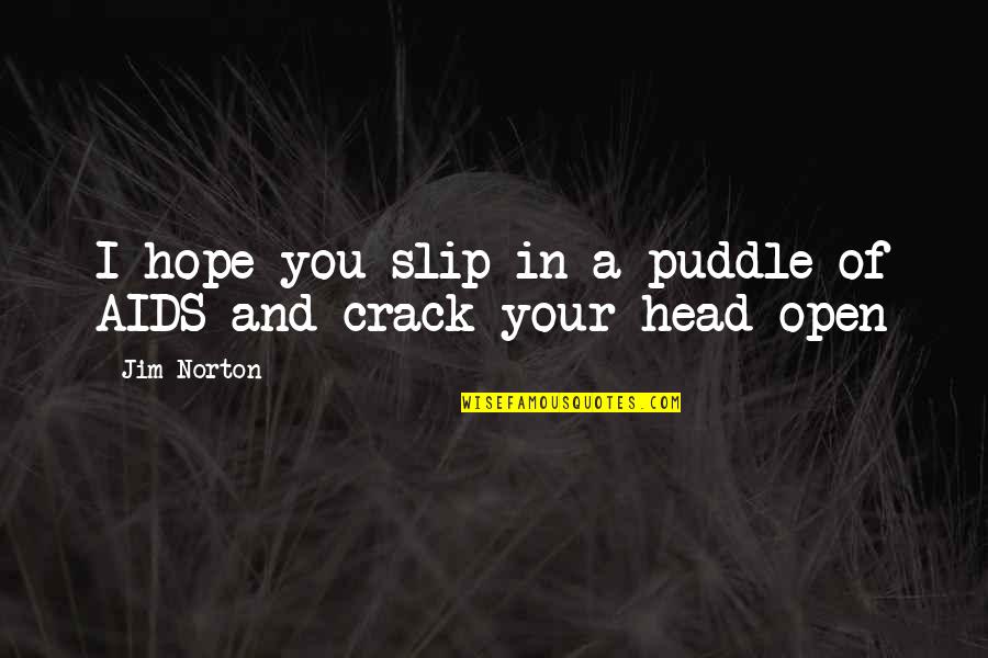 Funny Crack Up Quotes By Jim Norton: I hope you slip in a puddle of Funny Crack Up Quotes By Jim Norton: I hope you slip in a puddle of