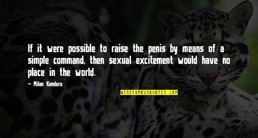 Funny Crappie Quotes By Milan Kundera: If it were possible to raise the penis
