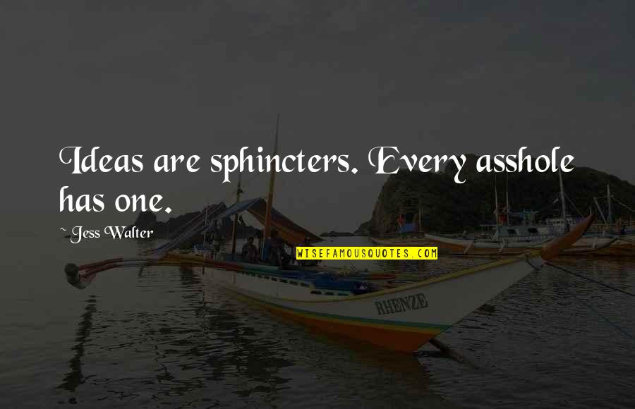 Funny Daily Advice Quotes By Jess Walter: Ideas are sphincters. Every asshole has one.
