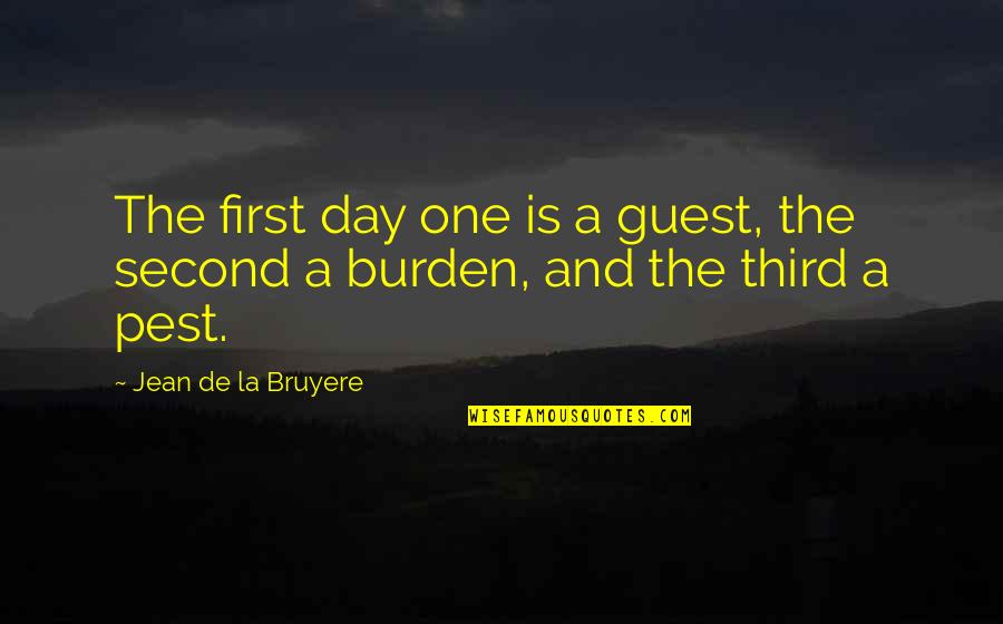 Funny De-stress Quotes By Jean De La Bruyere: The first day one is a guest, the