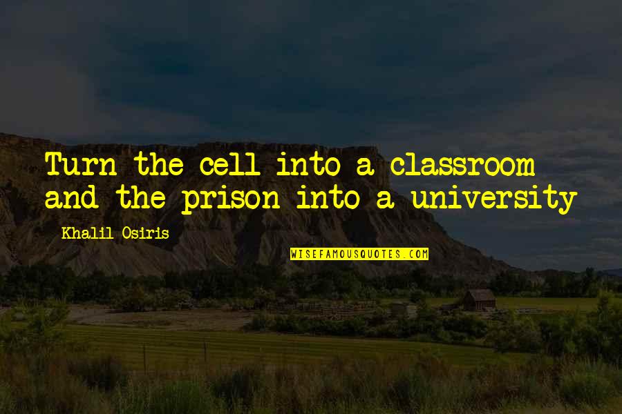 Funny Deer Hunter Quotes By Khalil Osiris: Turn the cell into a classroom and the