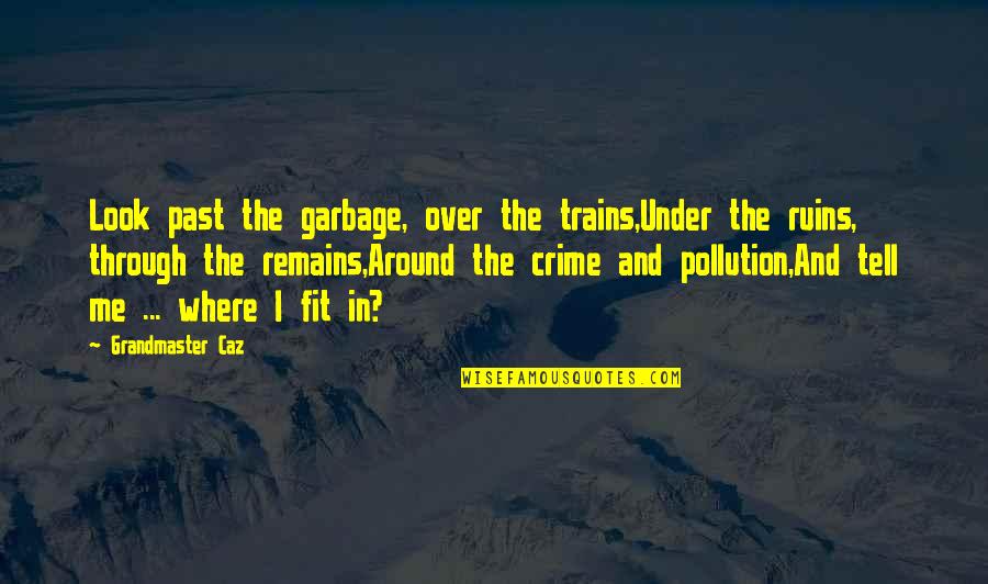 Funny Denim Quotes By Grandmaster Caz: Look past the garbage, over the trains,Under the