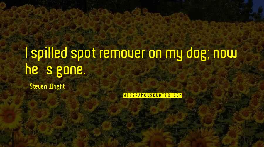 Funny Dog Quotes By Steven Wright: I spilled spot remover on my dog; now