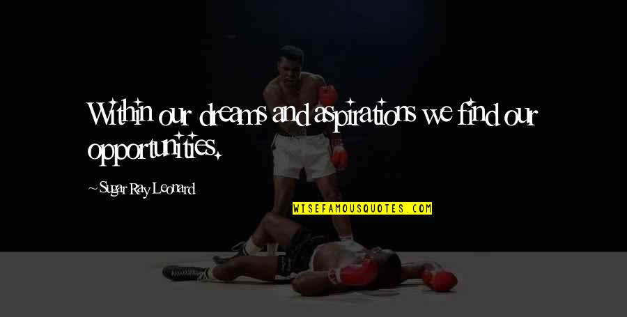 Funny Dora Quotes By Sugar Ray Leonard: Within our dreams and aspirations we find our