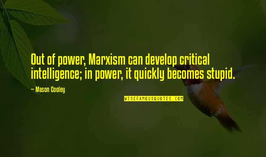 Funny Drill Instructor Quotes By Mason Cooley: Out of power, Marxism can develop critical intelligence;