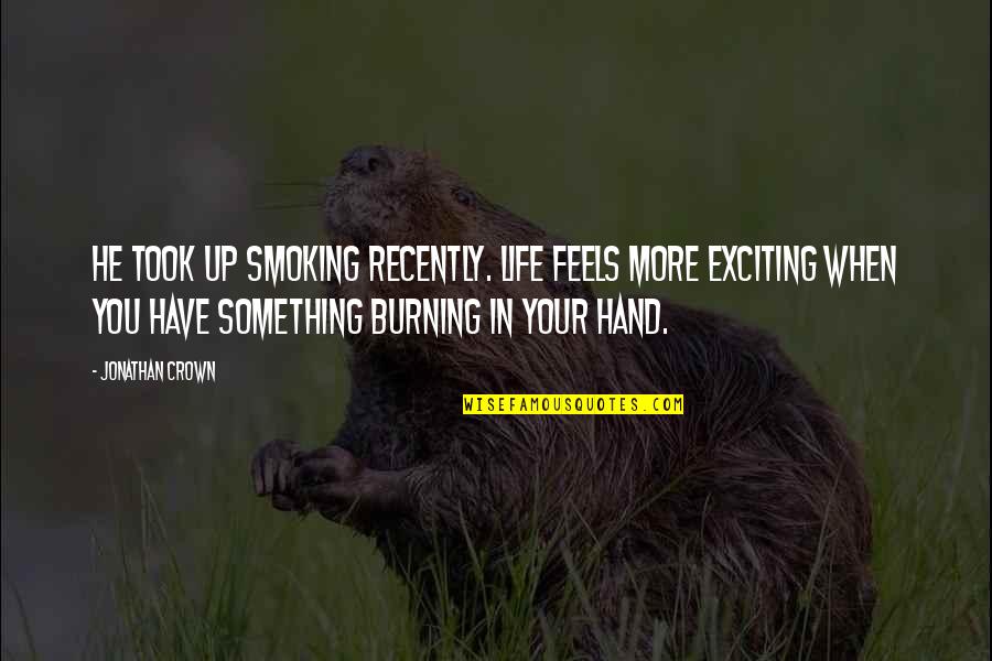 Funny Driver Quotes By Jonathan Crown: He took up smoking recently. Life feels more