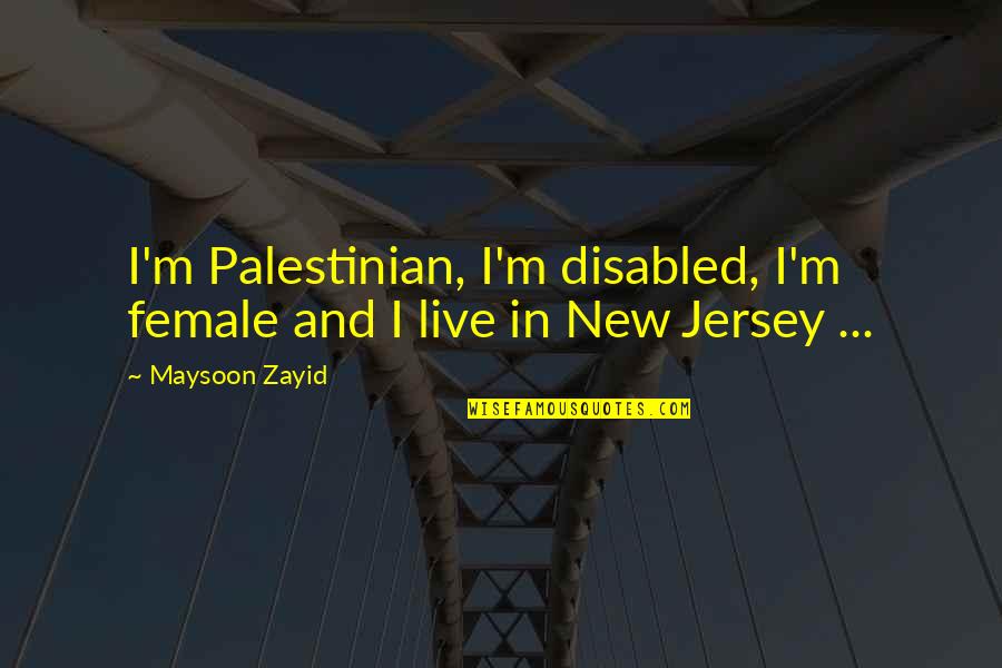 Funny Drunk Officer Quotes By Maysoon Zayid: I'm Palestinian, I'm disabled, I'm female and I